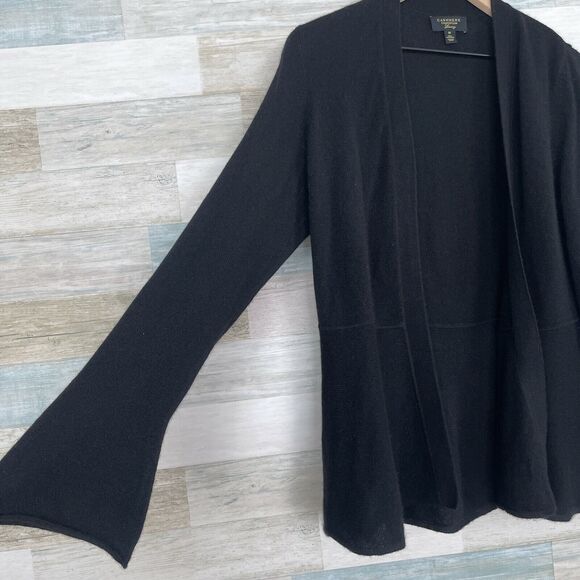 Charter Club 100% Cashmere Open Front Cardigan Sweater Black Womens Medium - Picture 3 of 6
